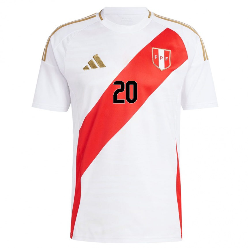 Niño Fútbol Camiseta Perú Alondra Vílchez #20 Blanco 1ª Equipación 24-26 Perú