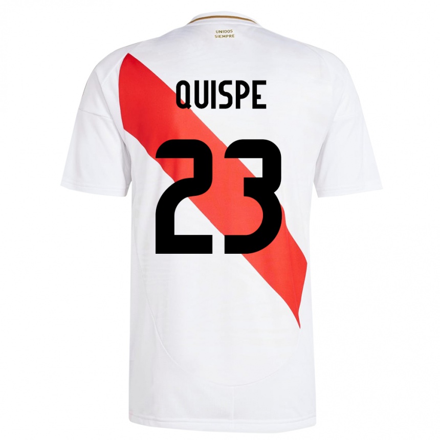 Niño Fútbol Camiseta Perú Piero Quispe #23 Blanco 1ª Equipación 24-26 Perú