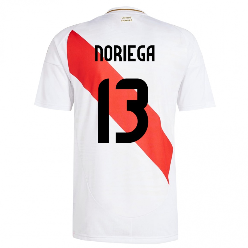 Niño Fútbol Camiseta Perú Erick Noriega #13 Blanco 1ª Equipación 24-26 Perú