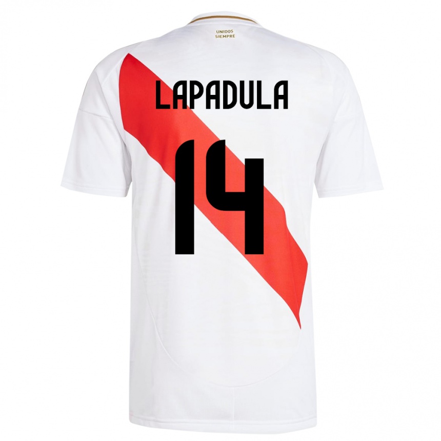 Niño Fútbol Camiseta Perú Gianluca Lapadula #14 Blanco 1ª Equipación 24-26 Perú