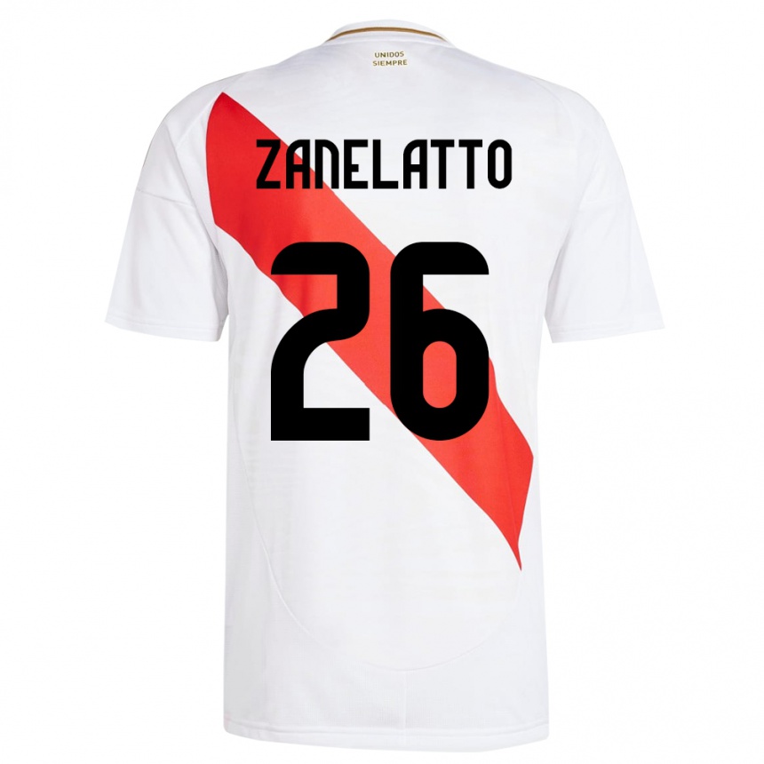 Niño Fútbol Camiseta Perú Franco Zanelatto #26 Blanco 1ª Equipación 24-26 Perú