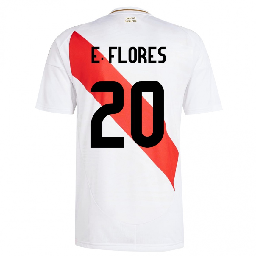 Niño Fútbol Camiseta Perú Edison Flores #20 Blanco 1ª Equipación 24-26 Perú