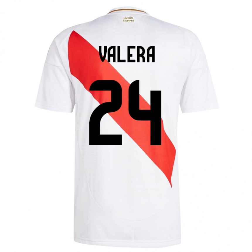 Niño Fútbol Camiseta Perú Álex Valera #24 Blanco 1ª Equipación 24-26 Perú