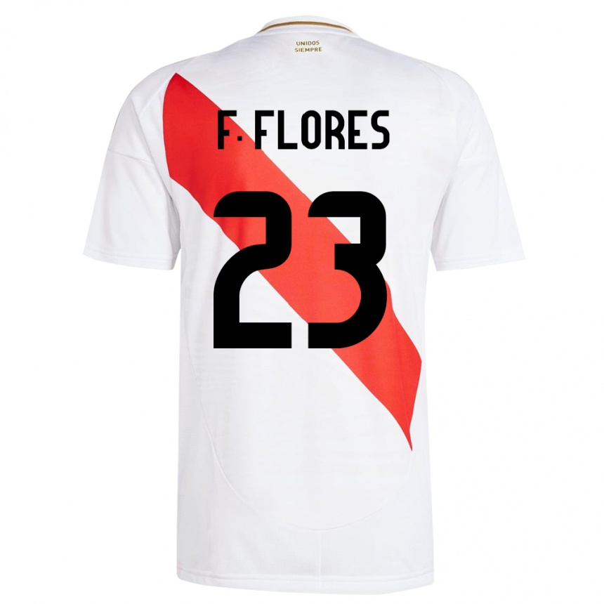 Niño Fútbol Camiseta Perú Franchesco Flores #23 Blanco 1ª Equipación 24-26 Perú