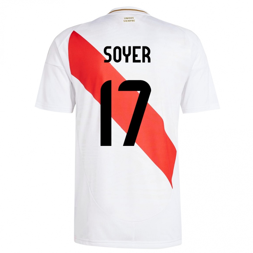 Niño Fútbol Camiseta Perú Bassco Soyer #17 Blanco 1ª Equipación 24-26 Perú