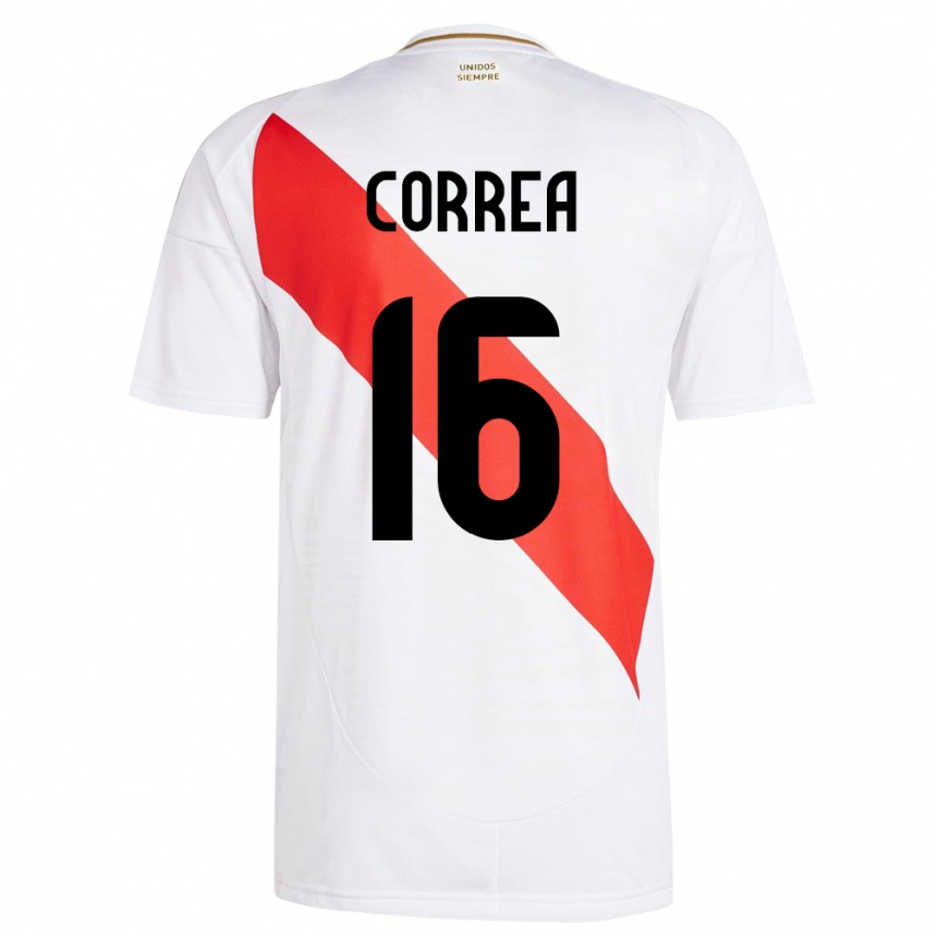 Niño Fútbol Camiseta Perú Eslyn Correa #16 Blanco 1ª Equipación 24-26 Perú