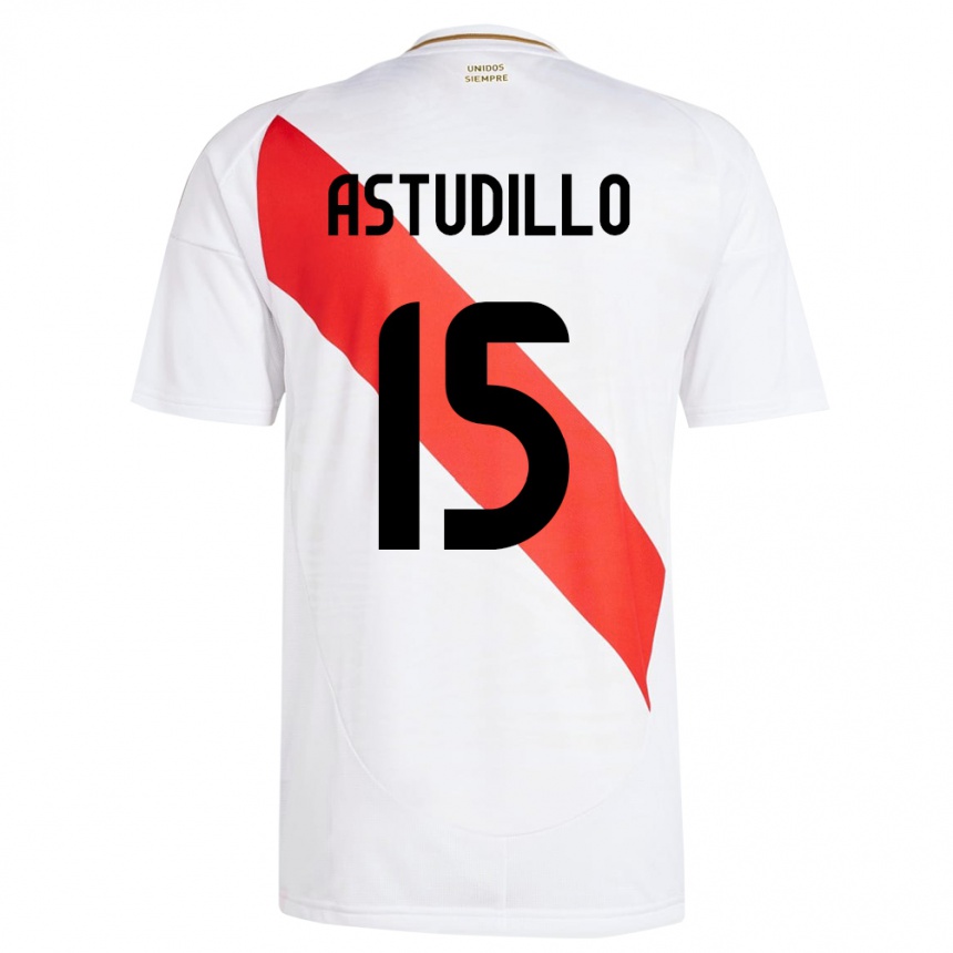 Niño Fútbol Camiseta Perú Julinho Astudillo #15 Blanco 1ª Equipación 24-26 Perú