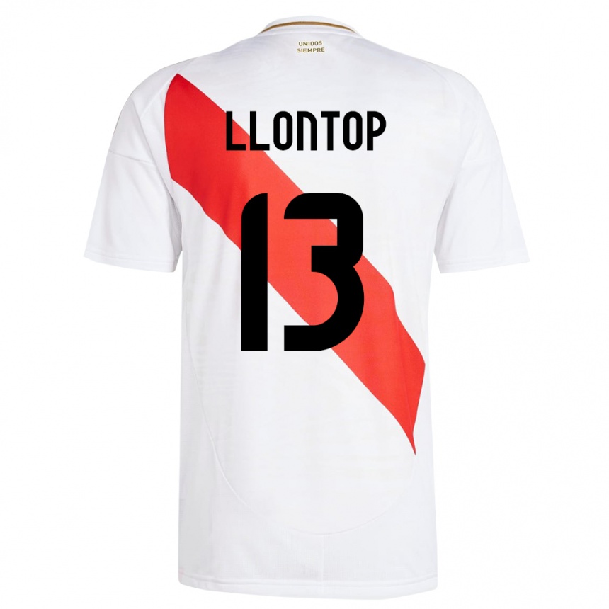 Niño Fútbol Camiseta Perú Mathías Llontop #13 Blanco 1ª Equipación 24-26 Perú