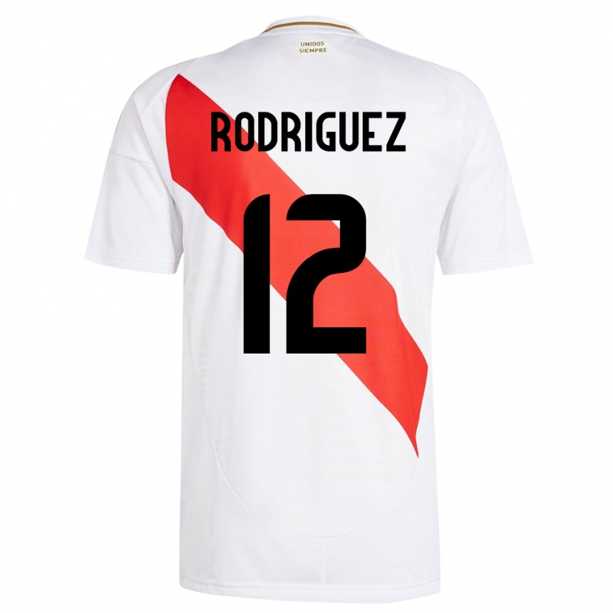 Niño Fútbol Camiseta Perú Jhefferson Rodríguez #12 Blanco 1ª Equipación 24-26 Perú