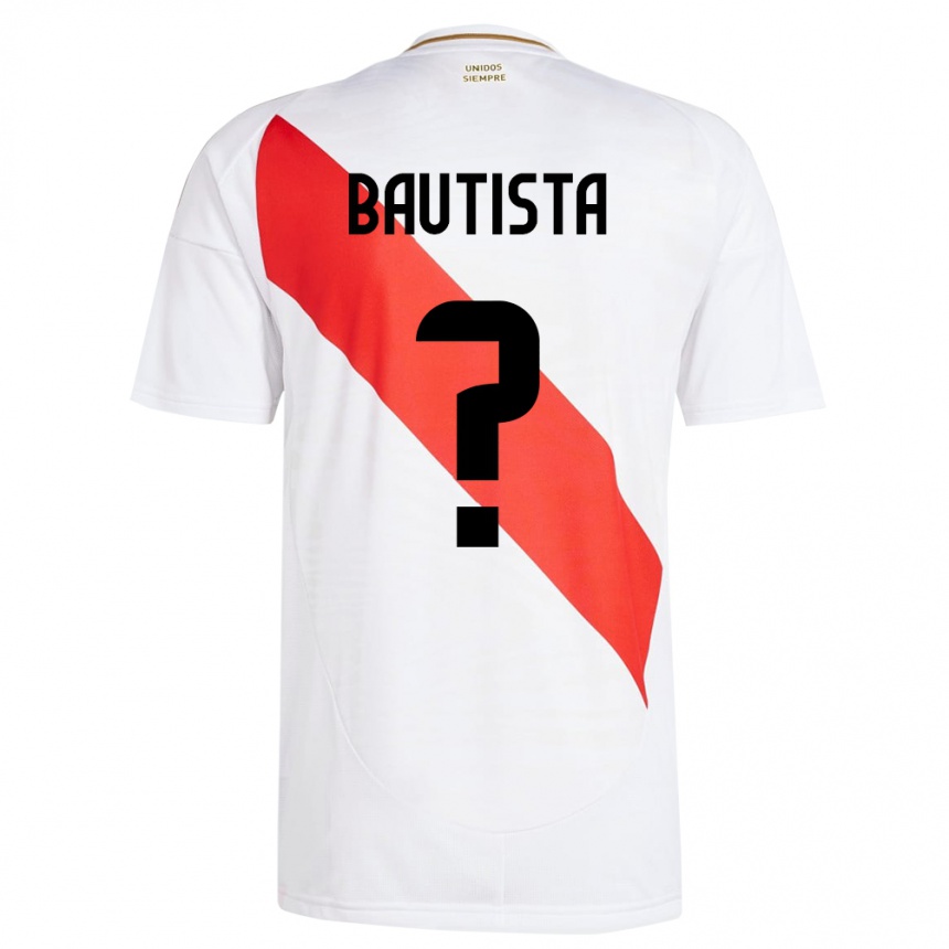 Niño Fútbol Camiseta Perú César Bautista #0 Blanco 1ª Equipación 24-26 Perú