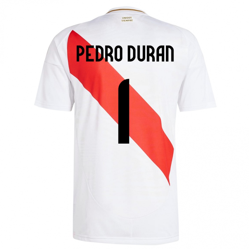 Niño Fútbol Camiseta Perú Juan Pedro Durán #1 Blanco 1ª Equipación 24-26 Perú