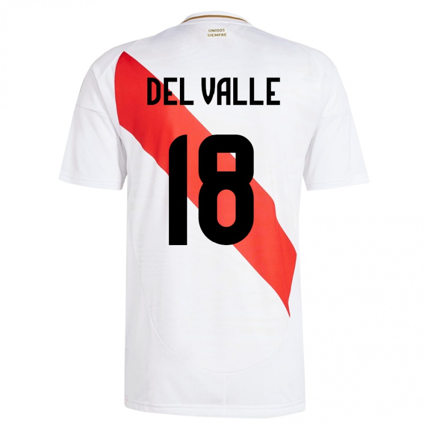 Niño Fútbol Camiseta Perú Yamir Del Valle #18 Blanco 1ª Equipación 24-26 Perú