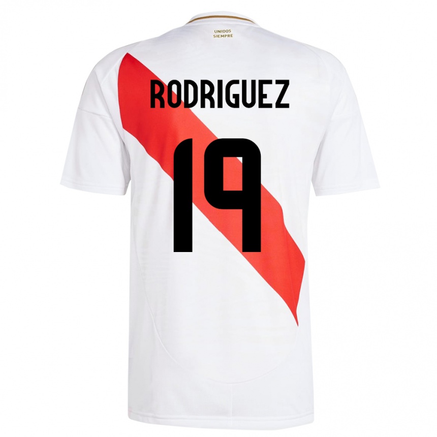 Niño Fútbol Camiseta Perú Mateo Rodríguez #19 Blanco 1ª Equipación 24-26 Perú