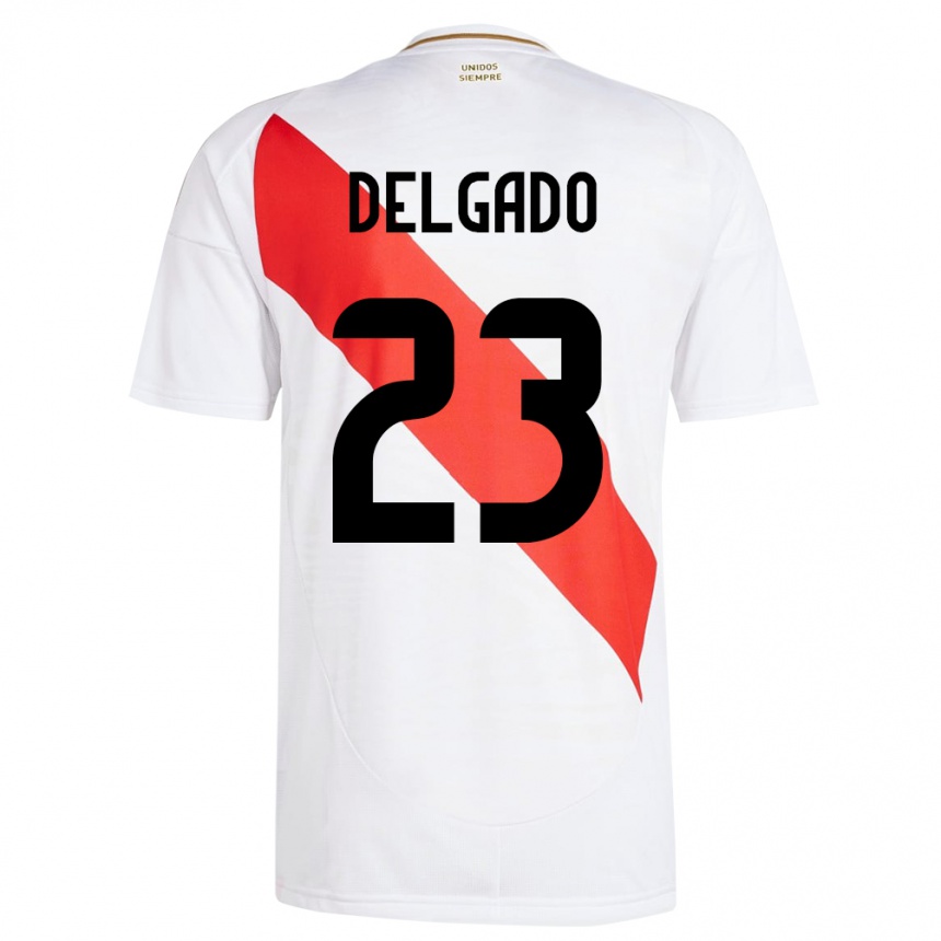 Niño Fútbol Camiseta Perú Valentino Delgado #23 Blanco 1ª Equipación 24-26 Perú