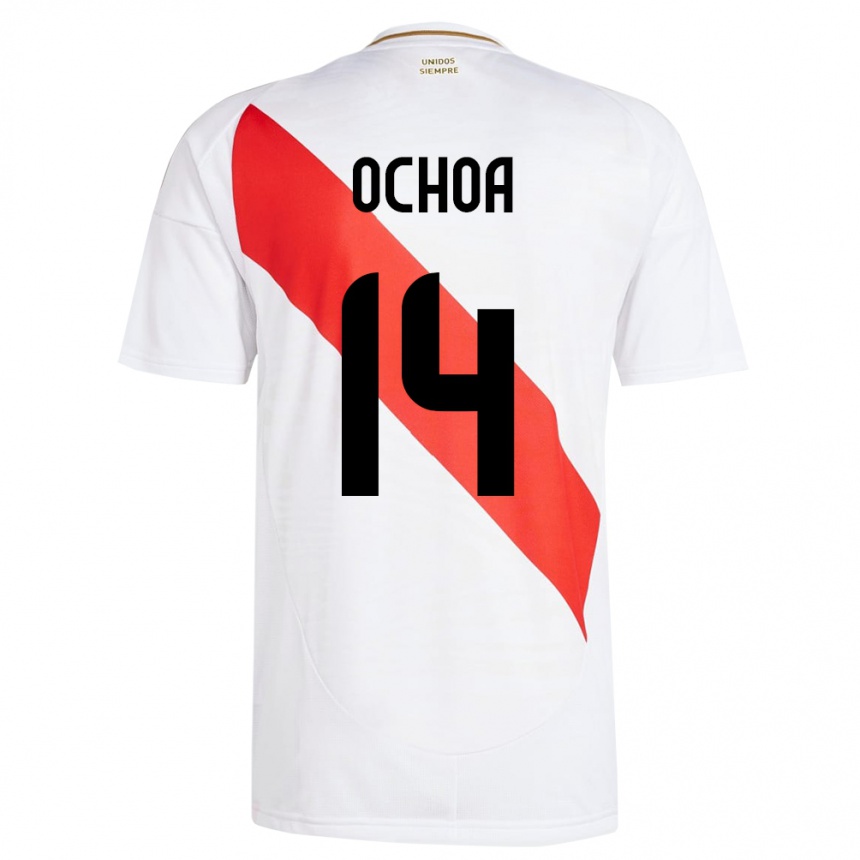 Niño Fútbol Camiseta Perú Victoria Ochoa #14 Blanco 1ª Equipación 24-26 Perú