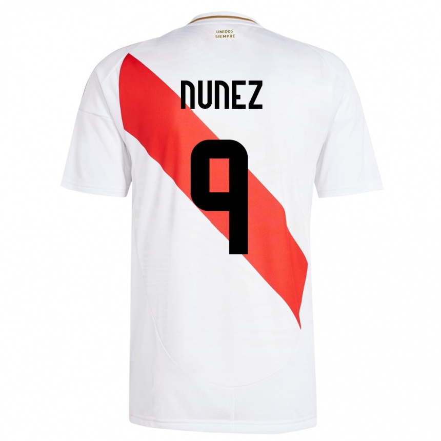 Niño Fútbol Camiseta Perú Pierina Núñez #9 Blanco 1ª Equipación 24-26 Perú