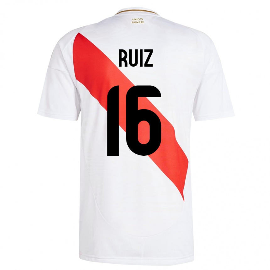 Niño Fútbol Camiseta Perú Birka Ruiz #16 Blanco 1ª Equipación 24-26 Perú