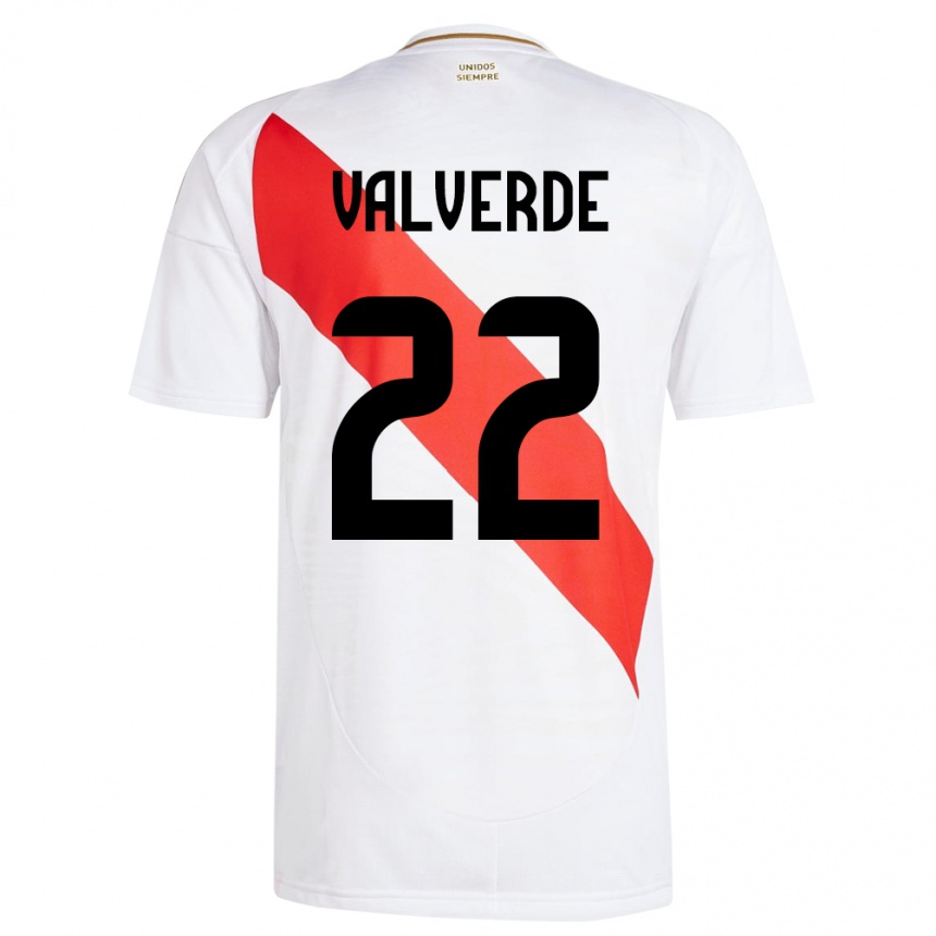 Niño Fútbol Camiseta Perú Malena Valverde #22 Blanco 1ª Equipación 24-26 Perú