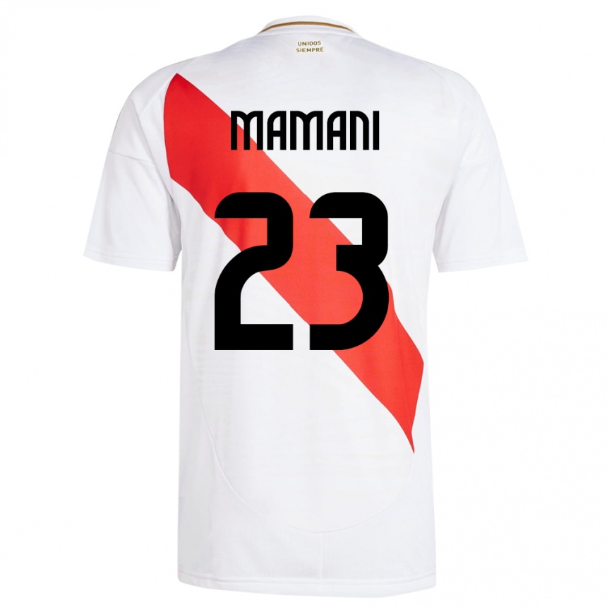 Niño Fútbol Camiseta Perú Julia Mamani #23 Blanco 1ª Equipación 24-26 Perú