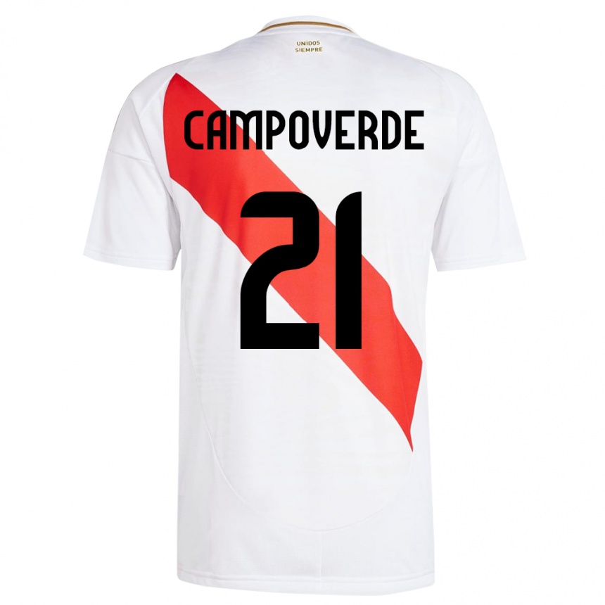 Niño Fútbol Camiseta Perú Luz Campoverde #21 Blanco 1ª Equipación 24-26 Perú