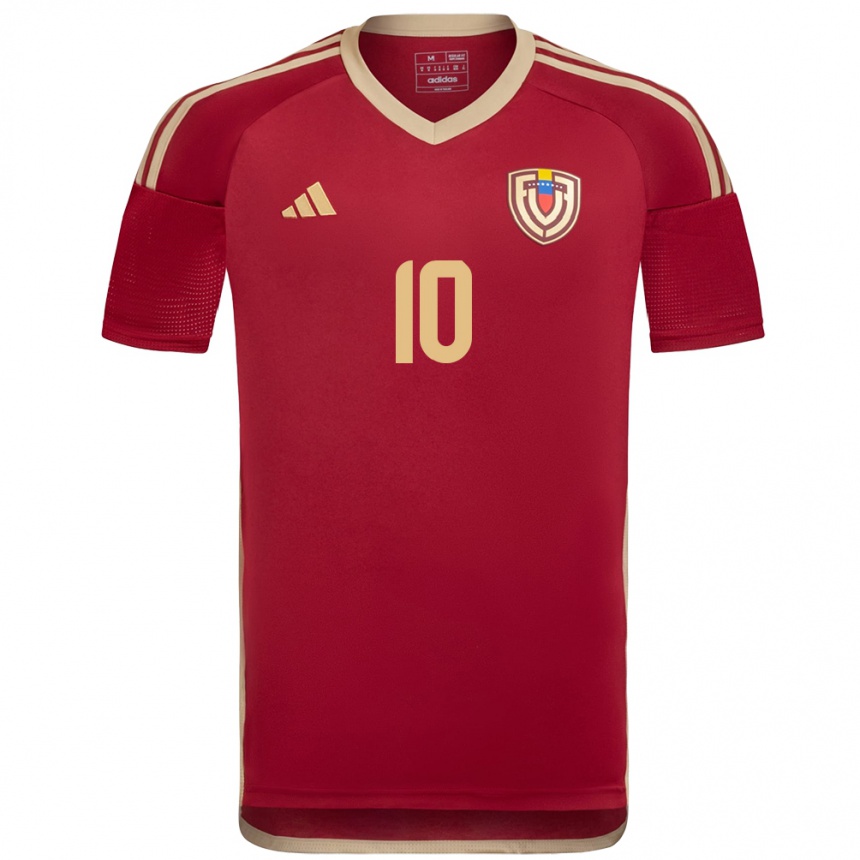 Niño Fútbol Camiseta Venezuela Yerliane Moreno #10 Borgoña 1ª Equipación 24-26 Perú