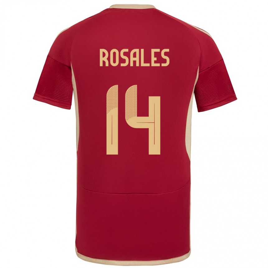 Niño Fútbol Camiseta Venezuela Roberto Rosales #14 Borgoña 1ª Equipación 24-26 Perú