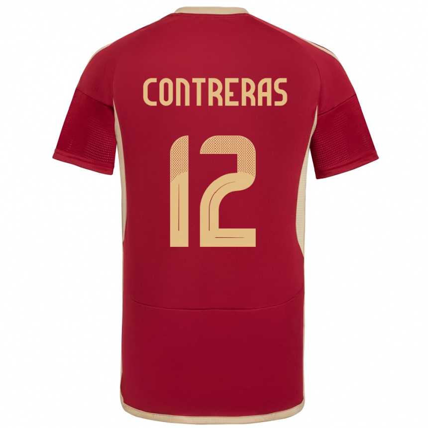 Niño Fútbol Camiseta Venezuela José Contreras #12 Borgoña 1ª Equipación 24-26 Perú