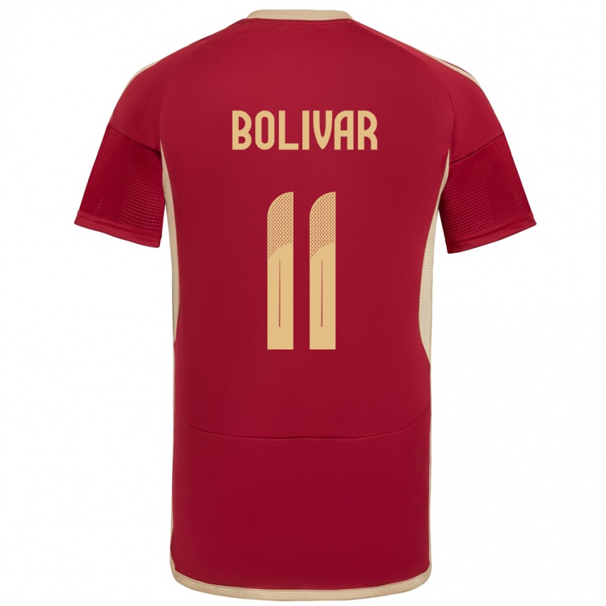 Niño Fútbol Camiseta Venezuela Jovanny Bolívar #11 Borgoña 1ª Equipación 24-26 Perú