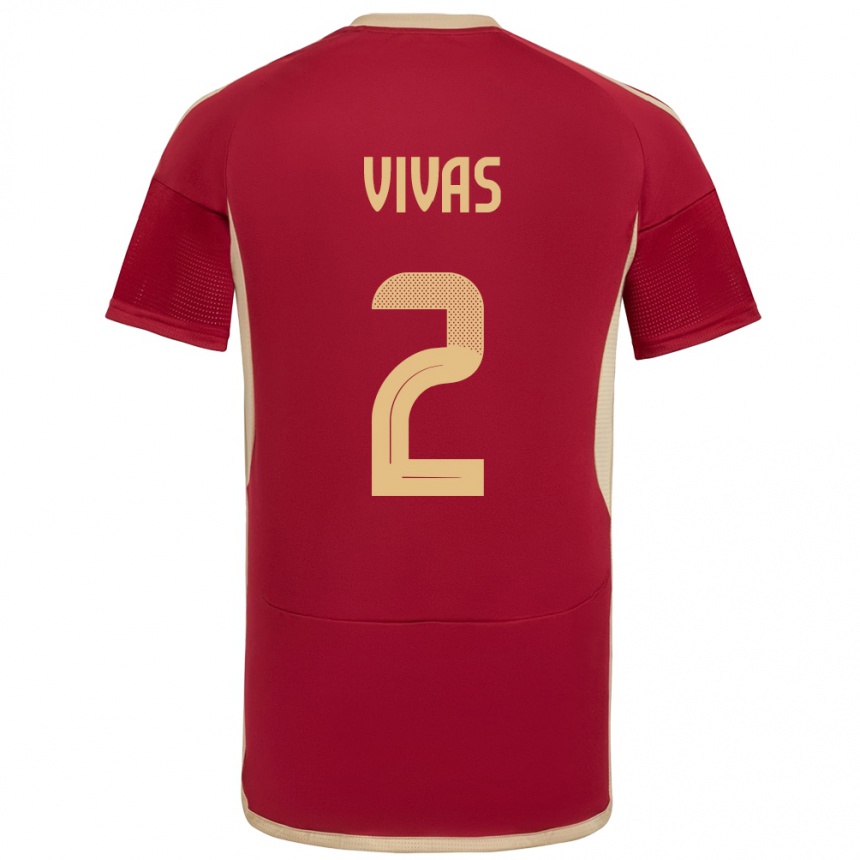 Niño Fútbol Camiseta Venezuela Carlos Vivas #2 Borgoña 1ª Equipación 24-26 Perú