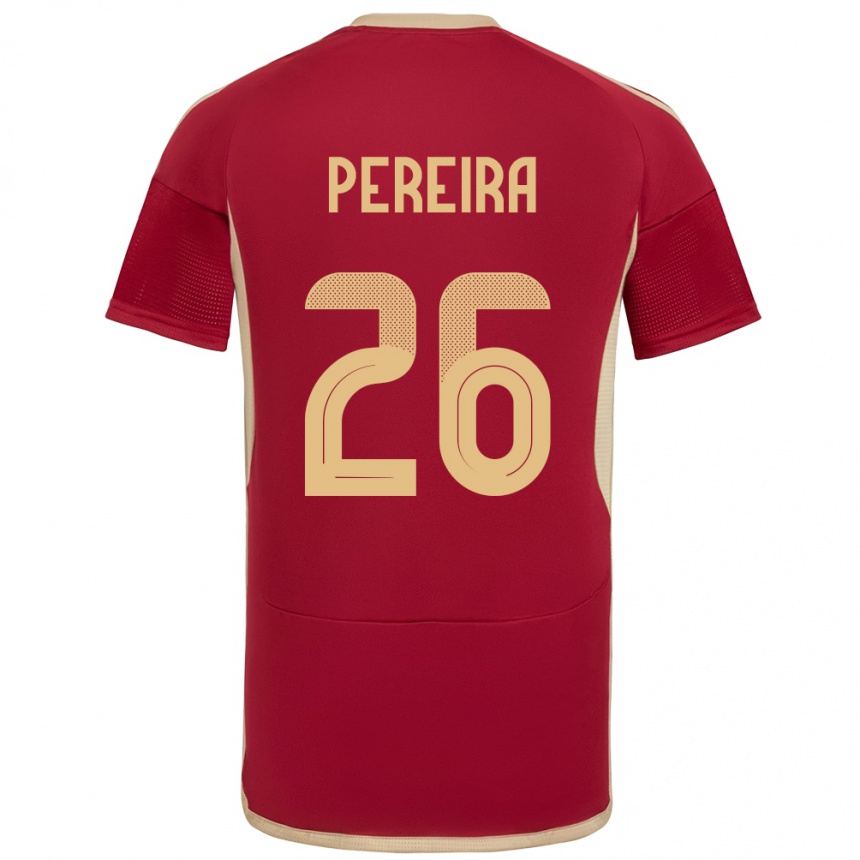 Niño Fútbol Camiseta Venezuela Daniel Pereira #26 Borgoña 1ª Equipación 24-26 Perú