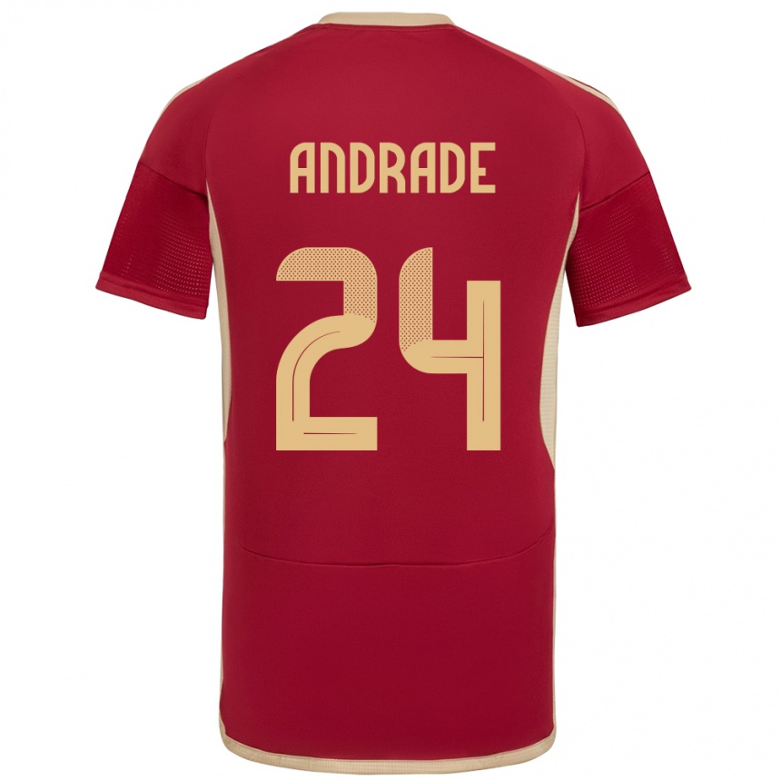 Niño Fútbol Camiseta Venezuela Kervin Andrade #24 Borgoña 1ª Equipación 24-26 Perú