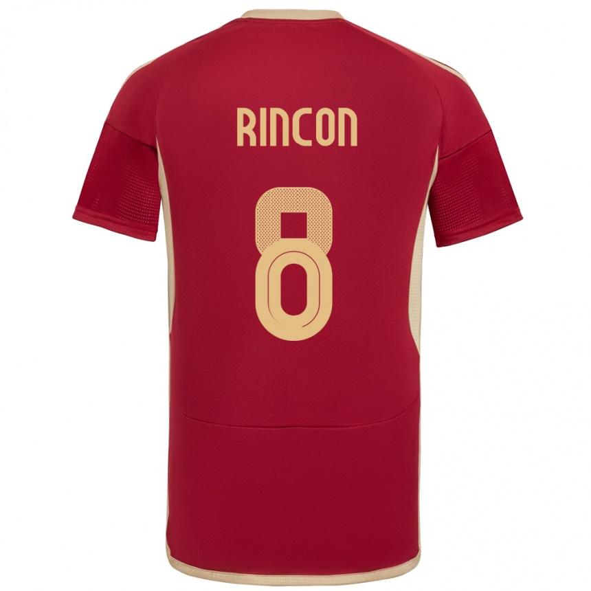 Niño Fútbol Camiseta Venezuela Tomás Rincón #8 Borgoña 1ª Equipación 24-26 Perú