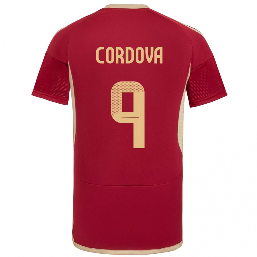 Niño Fútbol Camiseta Venezuela Sergio Córdova #9 Borgoña 1ª Equipación 24-26 Perú