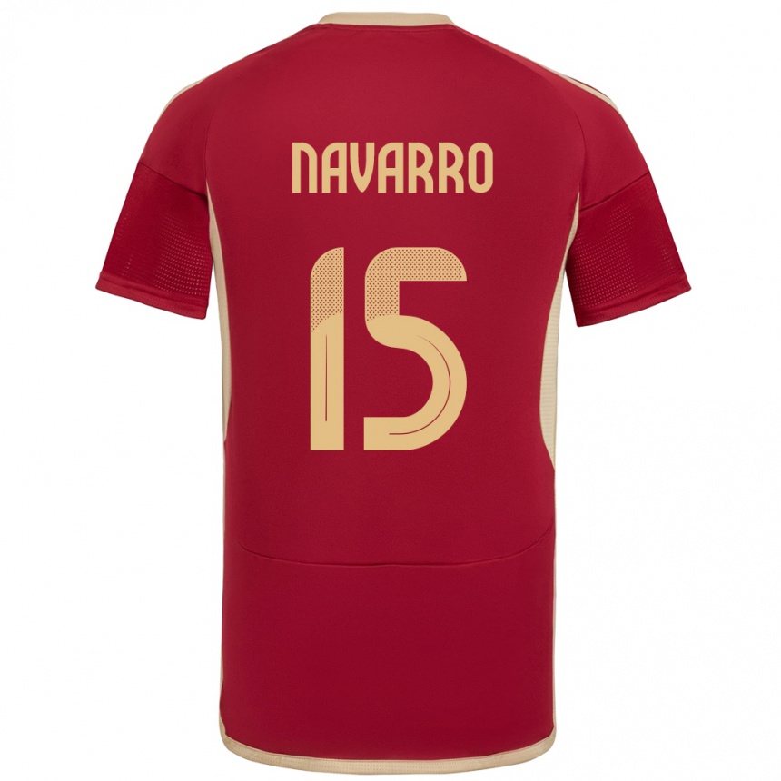 Niño Fútbol Camiseta Venezuela Miguel Navarro #15 Borgoña 1ª Equipación 24-26 Perú