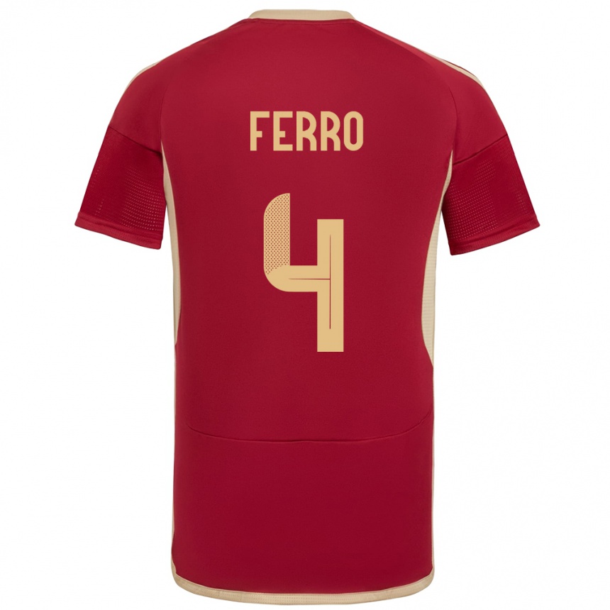 Niño Fútbol Camiseta Venezuela Andrés Ferro #4 Borgoña 1ª Equipación 24-26 Perú