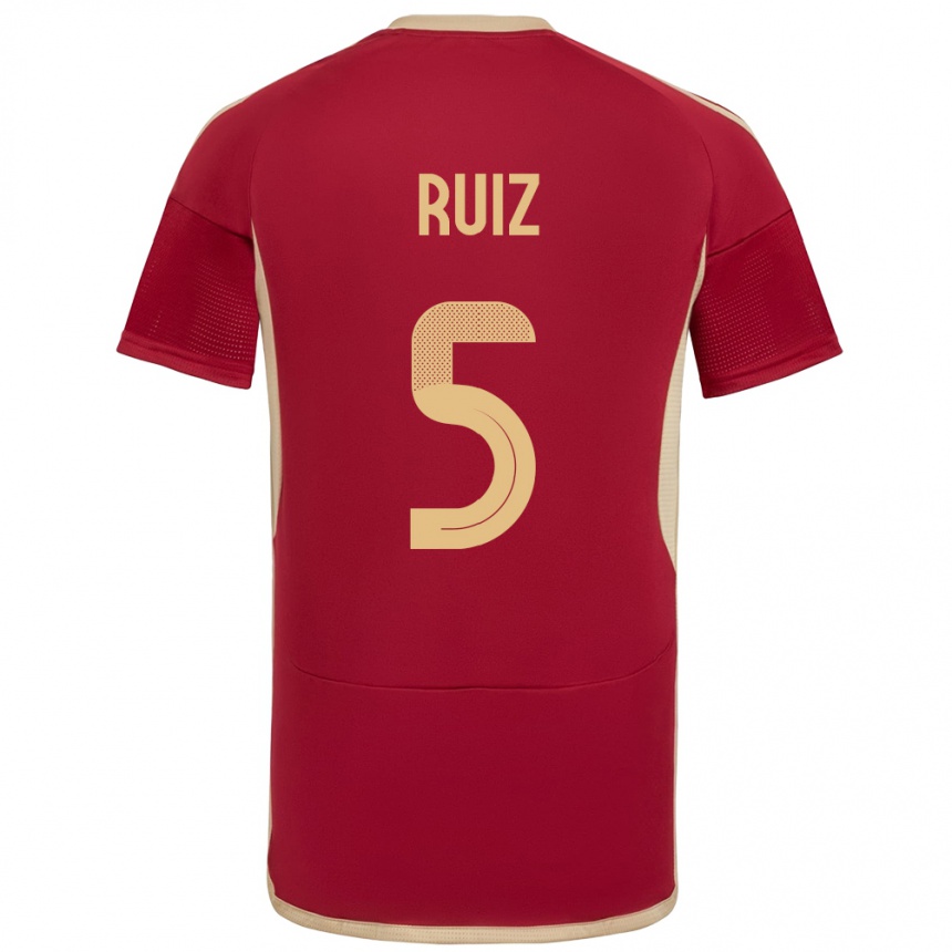 Niño Fútbol Camiseta Venezuela Emerson Ruíz #5 Borgoña 1ª Equipación 24-26 Perú