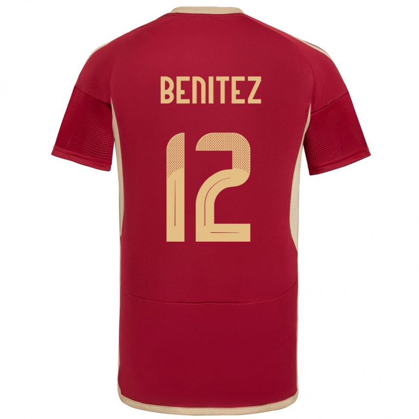 Niño Fútbol Camiseta Venezuela Frankarlos Benítez #12 Borgoña 1ª Equipación 24-26 Perú