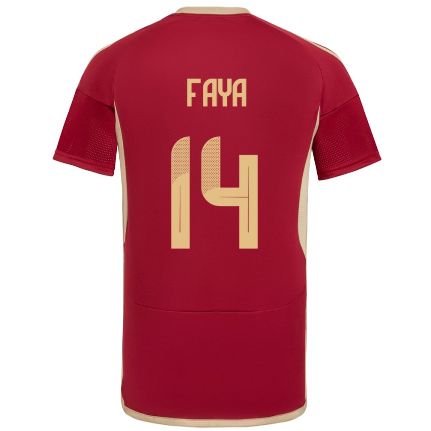 Niño Fútbol Camiseta Venezuela Carlos Faya #14 Borgoña 1ª Equipación 24-26 Perú