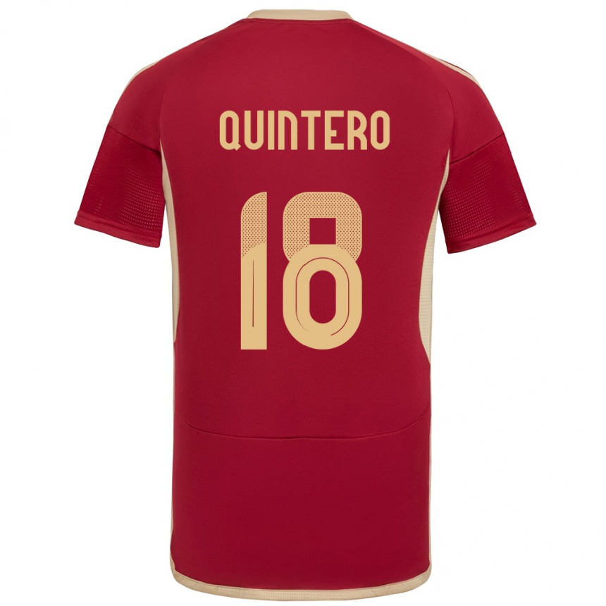 Niño Fútbol Camiseta Venezuela Jesús Quintero #18 Borgoña 1ª Equipación 24-26 Perú