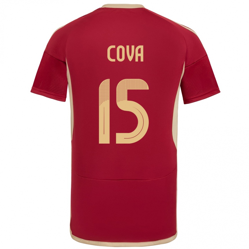 Niño Fútbol Camiseta Venezuela Adrián Cova #15 Borgoña 1ª Equipación 24-26 Perú