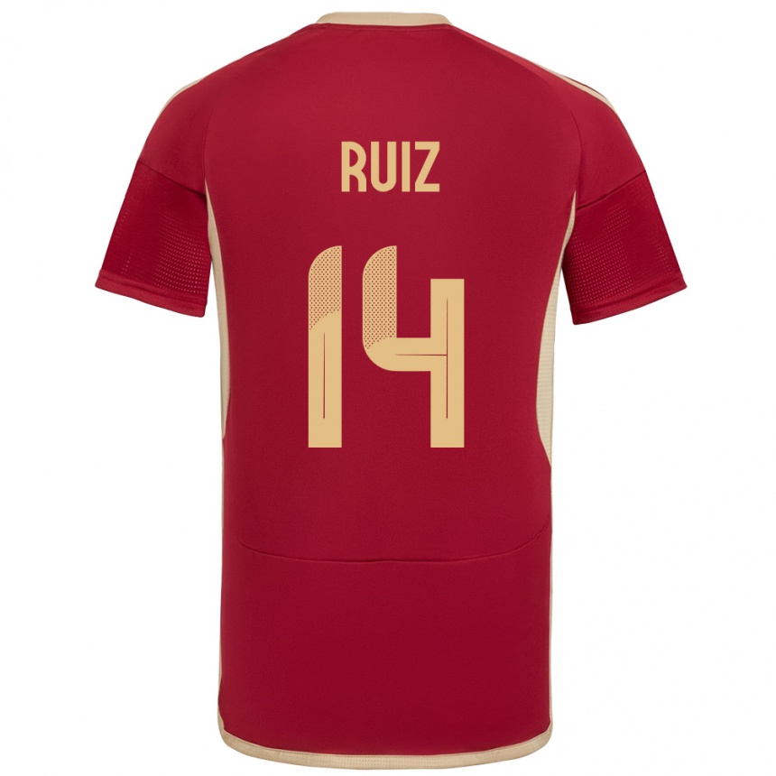 Niño Fútbol Camiseta Venezuela Maicol Ruiz #14 Borgoña 1ª Equipación 24-26 Perú