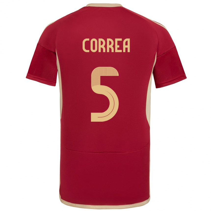 Niño Fútbol Camiseta Venezuela José Correa #5 Borgoña 1ª Equipación 24-26 Perú