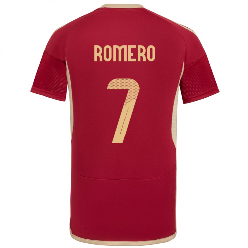 Niño Fútbol Camiseta Venezuela Leenhan Romero #7 Borgoña 1ª Equipación 24-26 Perú