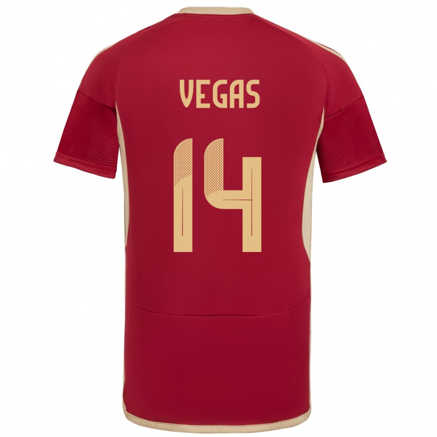 Niño Fútbol Camiseta Venezuela Miguel Vegas #14 Borgoña 1ª Equipación 24-26 Perú