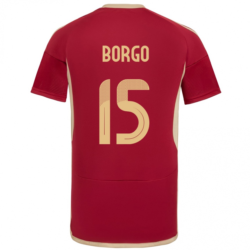 Niño Fútbol Camiseta Venezuela Ángel Borgo #15 Borgoña 1ª Equipación 24-26 Perú