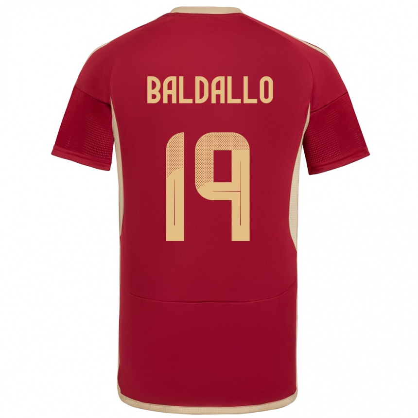 Niño Fútbol Camiseta Venezuela Micheel Baldallo #19 Borgoña 1ª Equipación 24-26 Perú