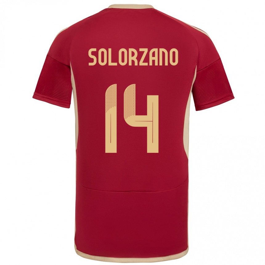 Niño Fútbol Camiseta Venezuela Fabiola Solórzano #14 Borgoña 1ª Equipación 24-26 Perú