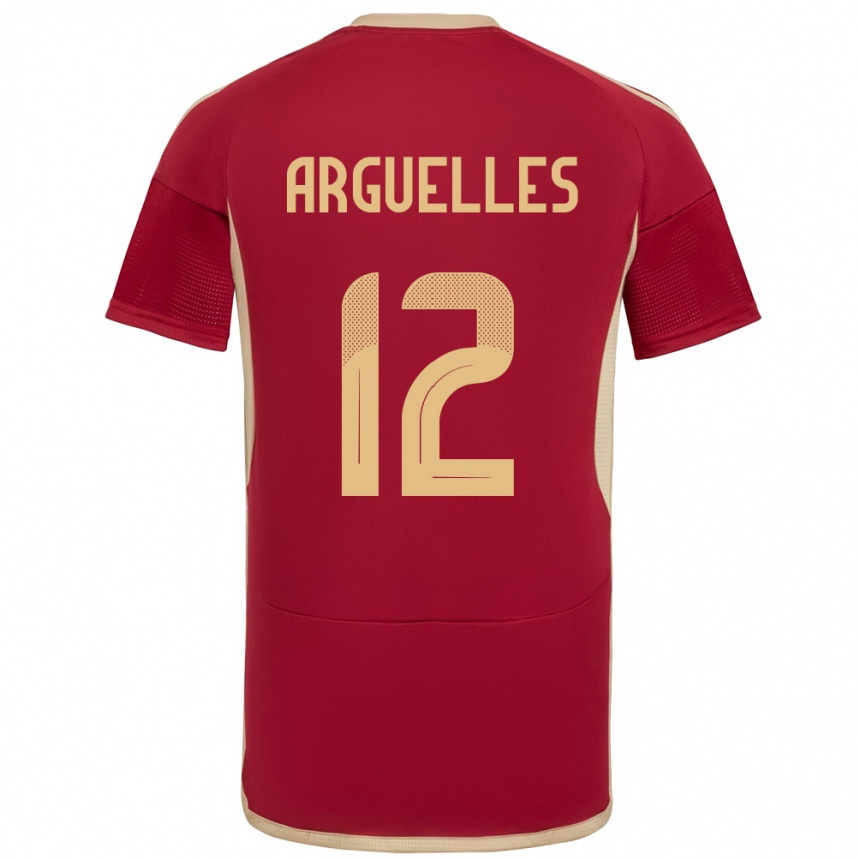 Niño Fútbol Camiseta Venezuela Wilmary Argüelles #12 Borgoña 1ª Equipación 24-26 Perú