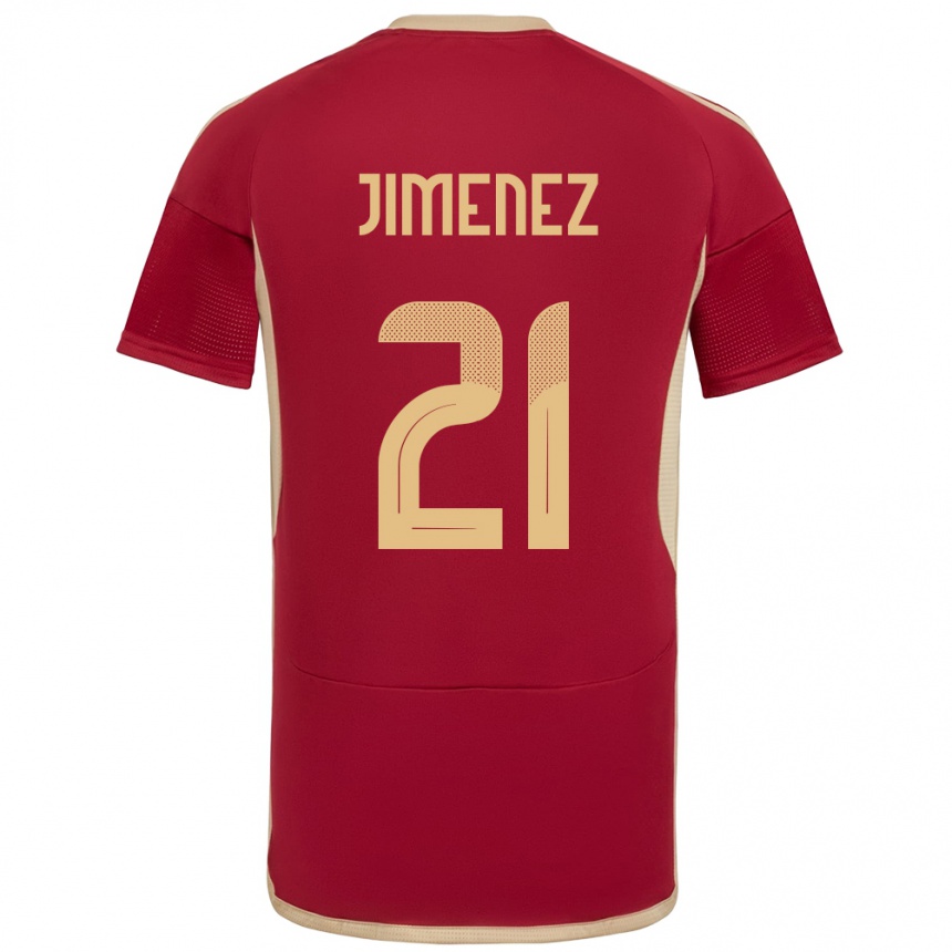 Niño Fútbol Camiseta Venezuela Marianyela Jiménez #21 Borgoña 1ª Equipación 24-26 Perú