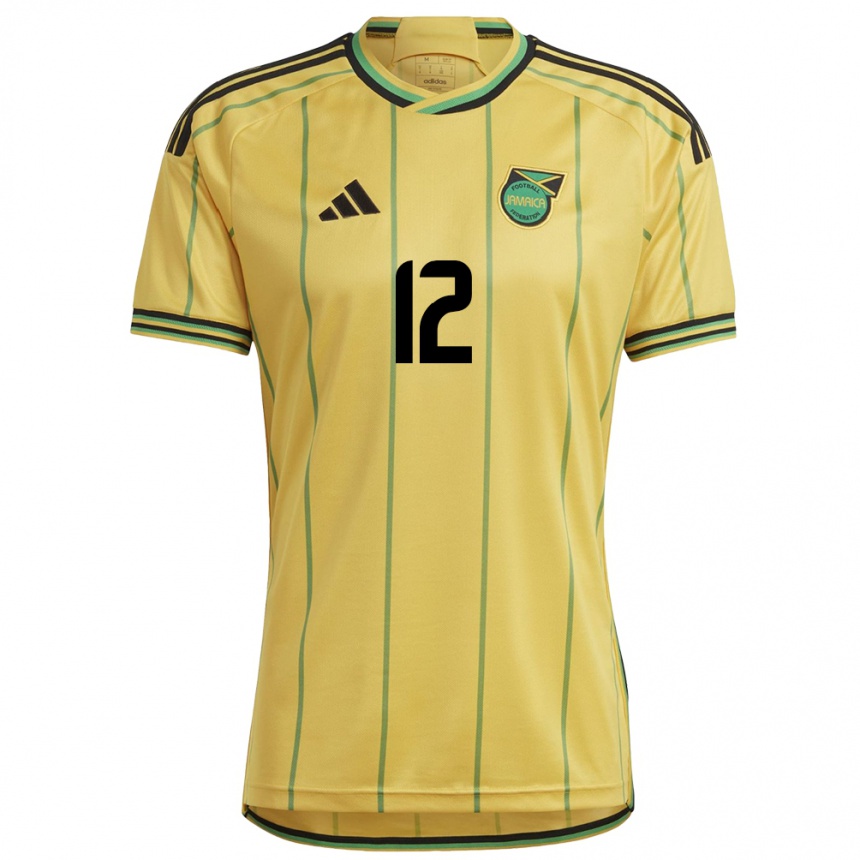 Niño Fútbol Camiseta Jamaica Tyrese Gowe #12 Amarillo 1ª Equipación 24-26 Perú